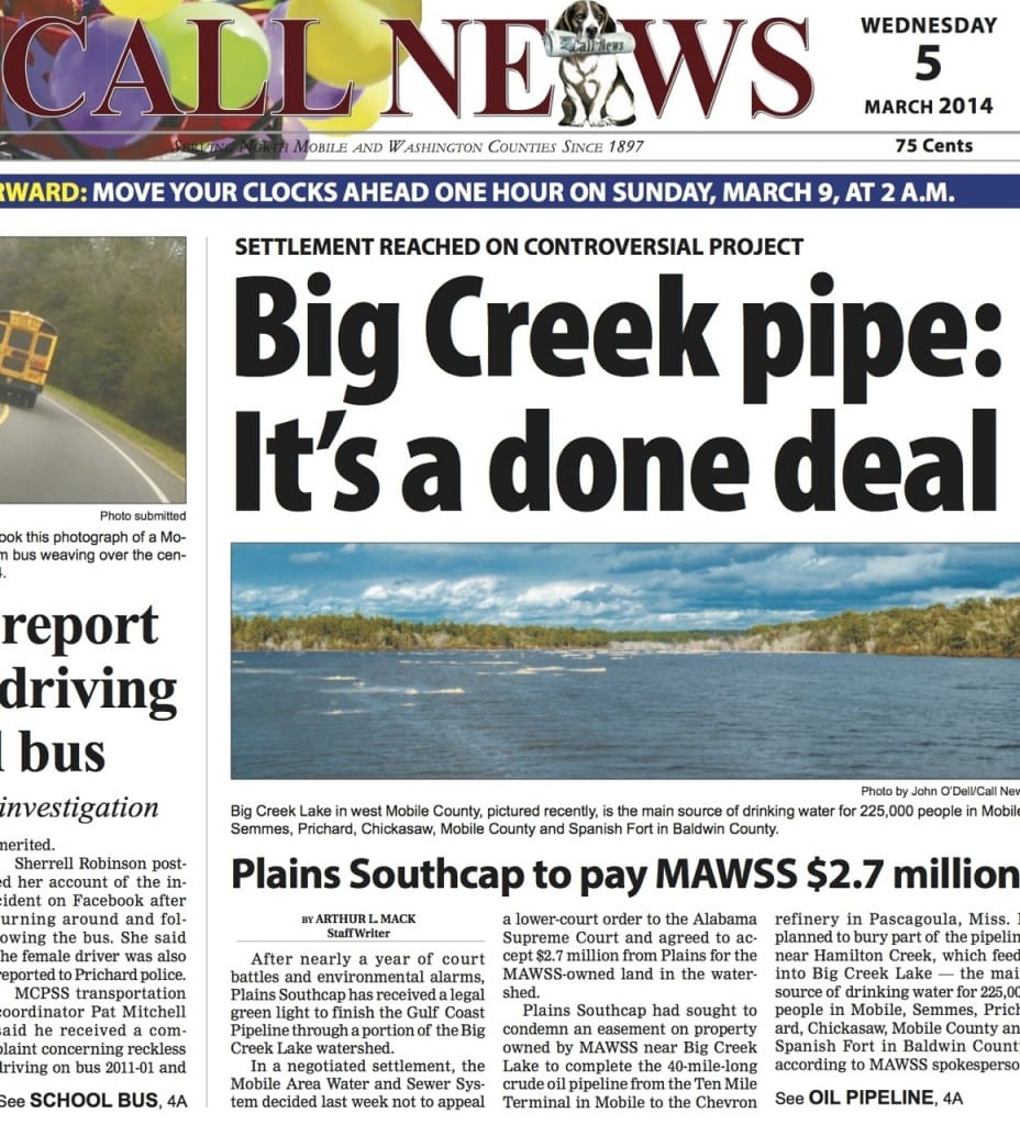 BigCreekPipe DoneDeal1 928x1024 - Is the Mobile Watershed Oil Pipeline A Done Deal?