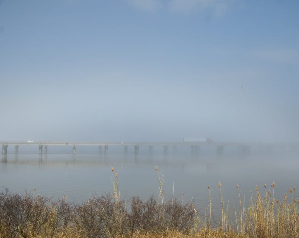 MobileBay fog1i 1024x814 - U.S.S. Alabama Battleship Memorial Park Enshrouded in Fog