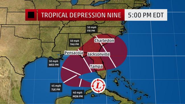 map tropprjpath09 ltst 5nhato enus 650x366 - Tropical Depression Nine Forms Near Florida Keys, Heading for the Gulf