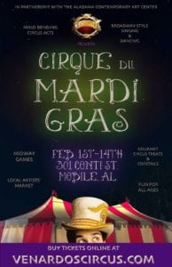 16002965 1274971475929920 7800402016550379038 n 194x300 - Cirque du Mardi Gras Comes to Mobile Art Space