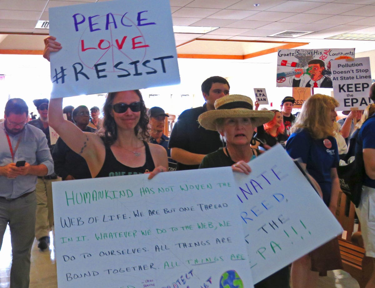 Matt Gaetz crowd4d 1200x921 - Freshman Florida Congressman Matt Gaetz Faces Protesters