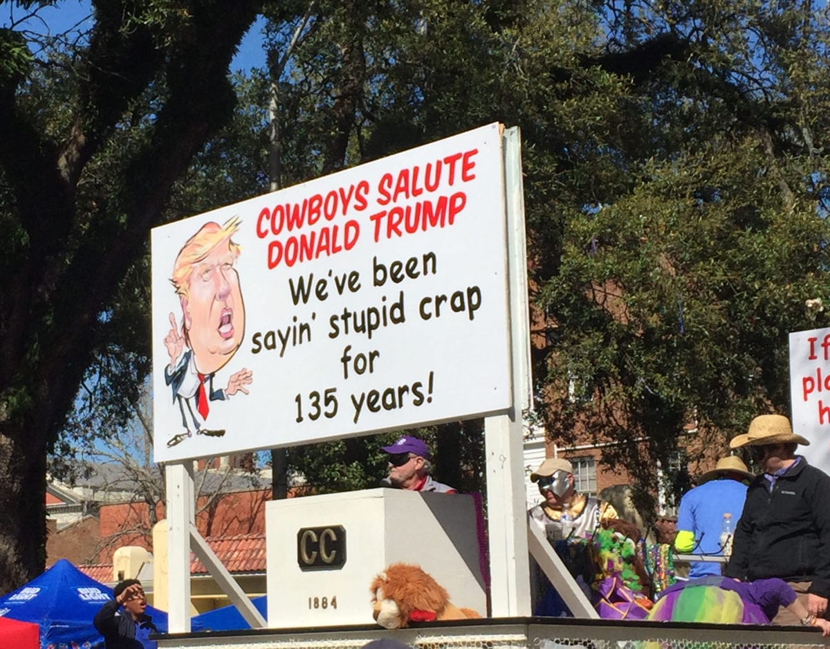Comic Cowboys2019d 1200x938 - Comic Cowboys Take Satirical Aim at Trump, Alabama Governor Kay Ivey and Other Politicians on Fat Tuesday in 2019 Mardi Gras Parade