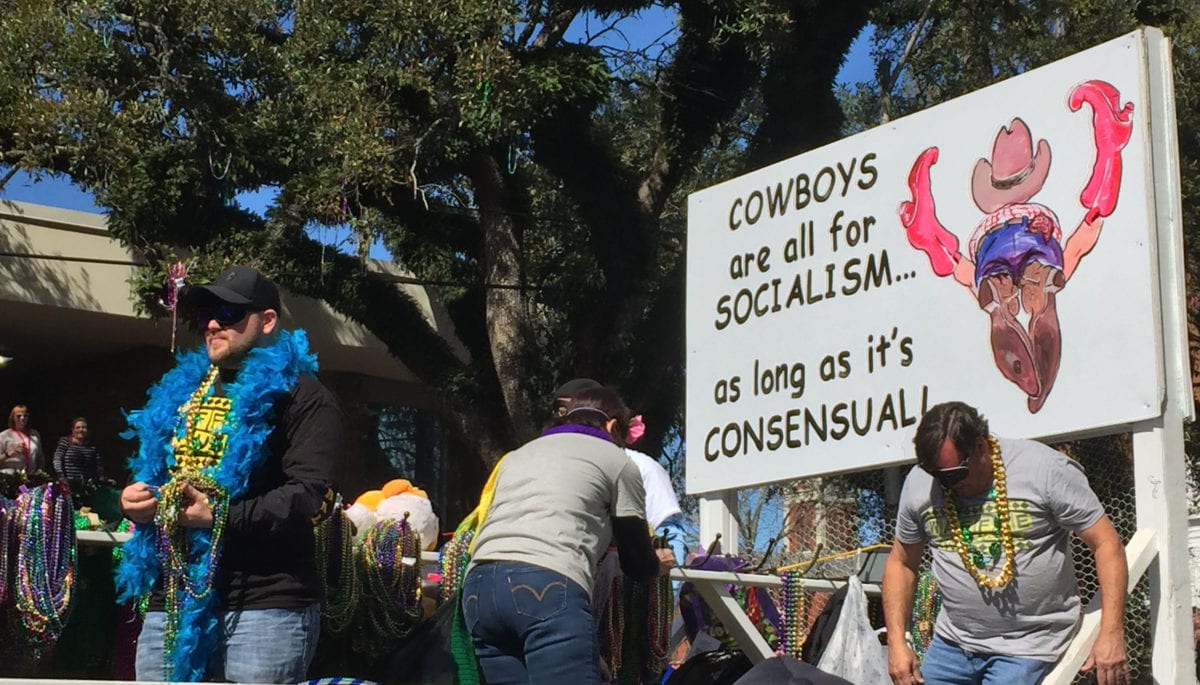 Comic Cowboys2019j 1200x685 - Comic Cowboys Take Satirical Aim at Trump, Alabama Governor Kay Ivey and Other Politicians on Fat Tuesday in 2019 Mardi Gras Parade