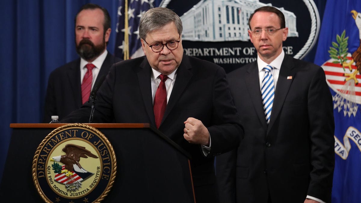 gettyimages 1137867668barr wide bb2304072eb902cf312ed60f96263f5e11b014bb s1200 c85 1200x675 - U.S. Attorney General William Barr Holds Press Conference on Mueller Report