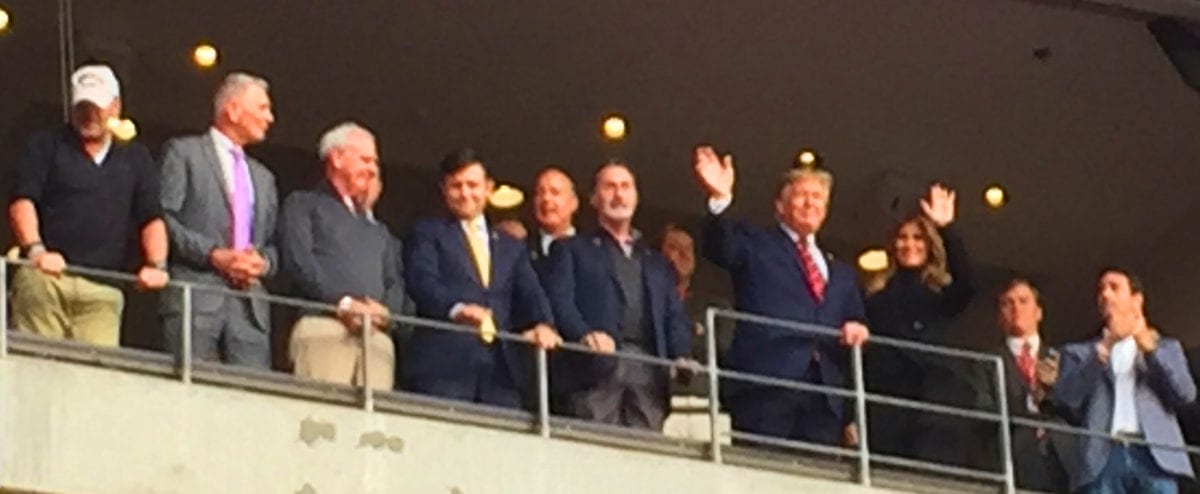 Trump the Scoundrel Abuses Presidential Privilege by Using the Alabama-LSU Football Game as a Campaign Stop Trump Alabama LSUgame1 1200x494 - Trump the Scoundrel Abuses Presidential Privilege by Using the Alabama-LSU Football Game as a Campaign Stop