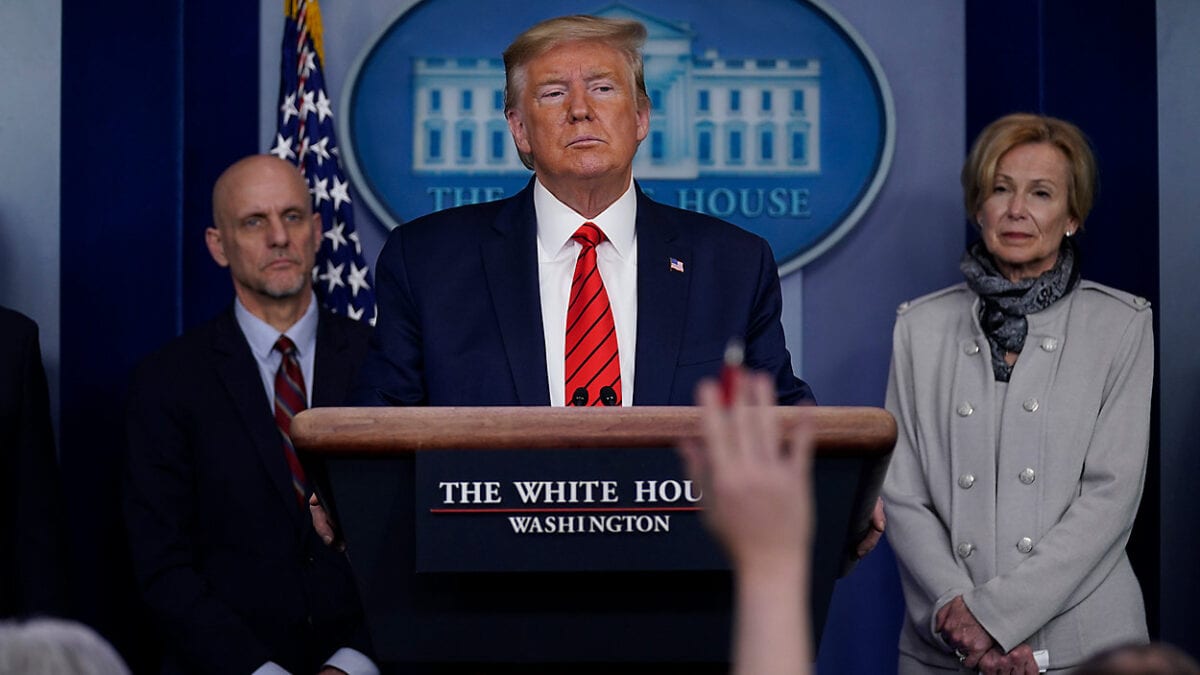 trump briefing 3 19 20 apjpg 1200x675 - While Trump Rushes to Reopen America, Covid-19 is Closing in on Him