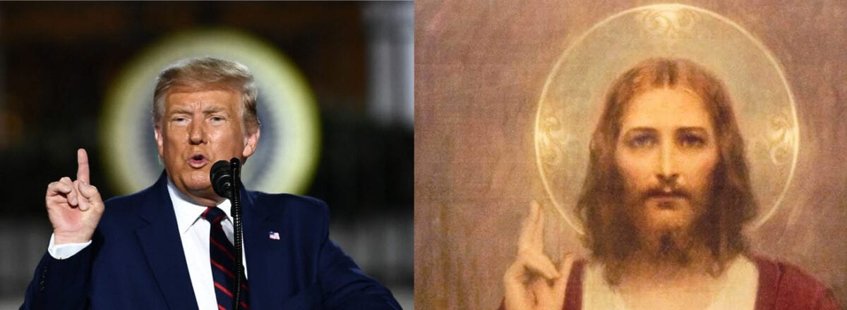 Trump Jesus halo2b 1 1200x440 - Trump Promotes Messiah Complex With Low IQ, Religious Voters