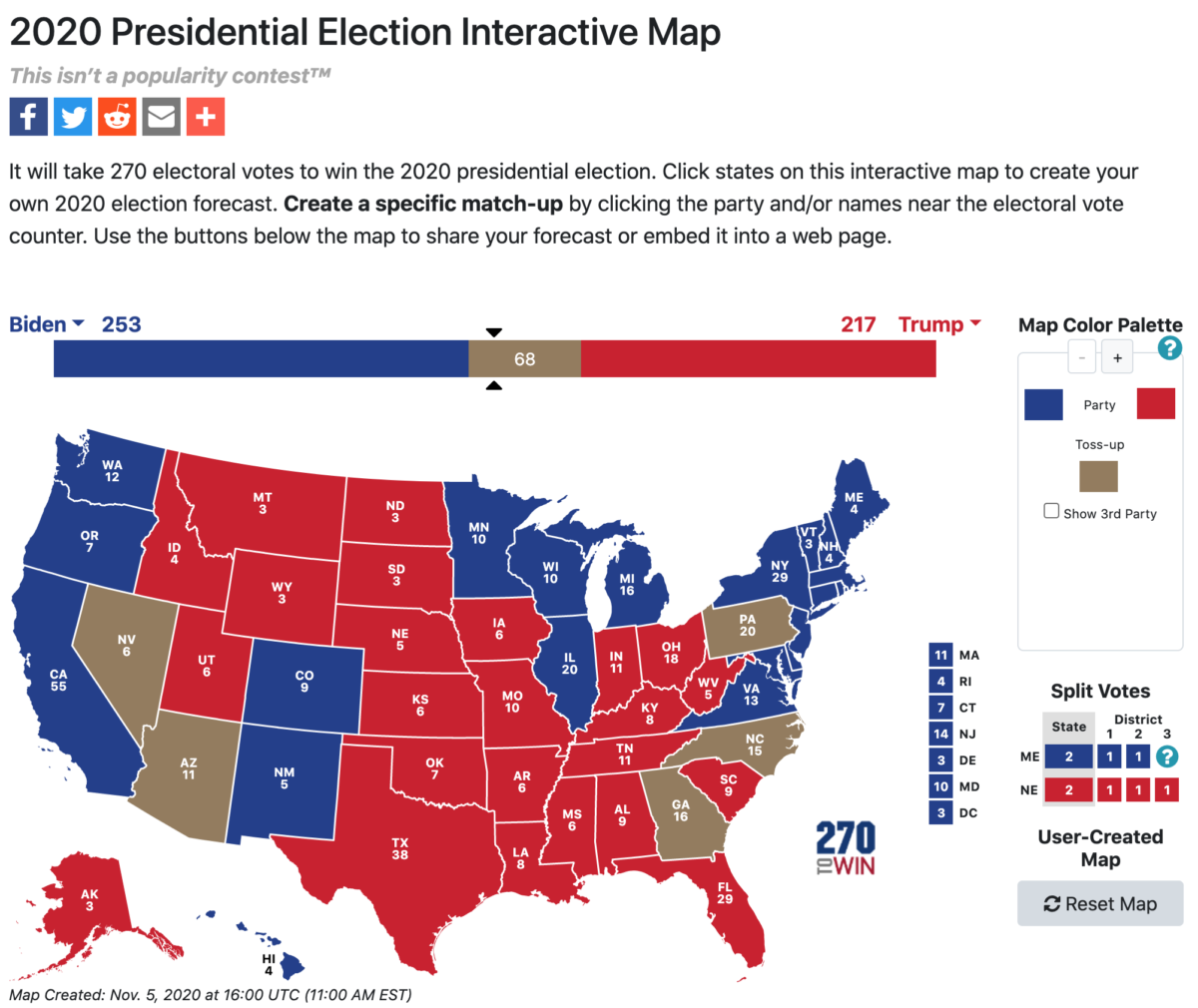 Screen Shot 2020 11 05 at 11.01.45 AM 1200x1010 - Biden Leads Trump, Set to Take the Presidency