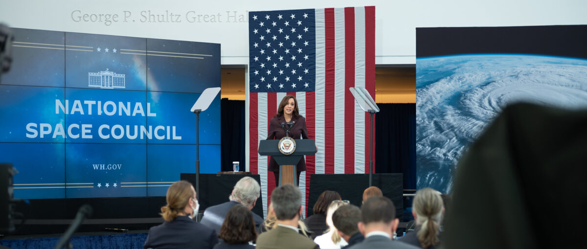 NASA KamalaHarris1a 1200x509 - Vice President Kamala Harris Signals Peaceful Approach to Space and Focus on Climate Change