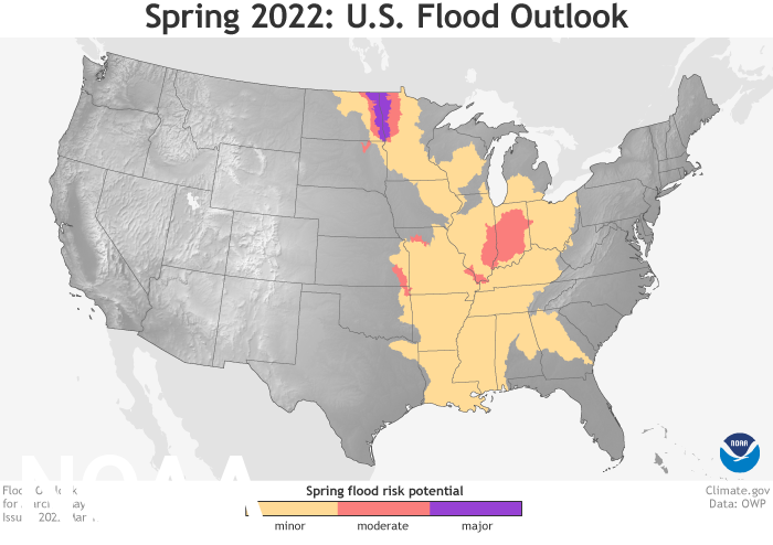 US Spring Outlook Flood Outlook 2022 - Summer Global Warming Trends Expected to Continue Across U.S., Along With Droughts, Fires in the West